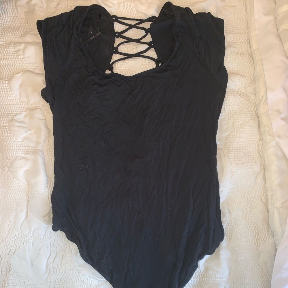 Black Short Sleeves Free People Jump Suit.